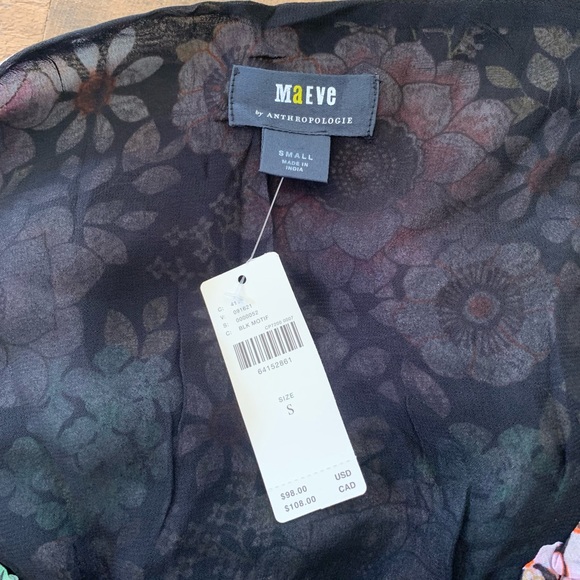 Anthropologie Maeve Floral Pink Blouse Top Women’s S NWT - Picture 8 of 9